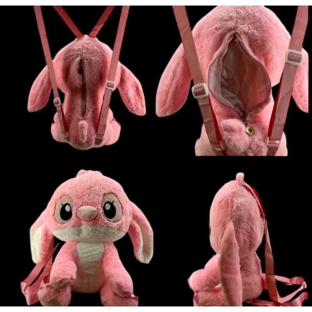Disney Angel Plush Backpack Kids Small Pink Excellent Lilo & Stitch 12 Inch